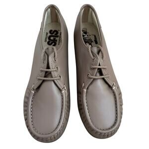 SAS Women 9 Leather Comfort Shoes Lace Up Walking Made USA Orthopedic Taupe New